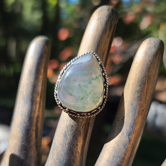 46k moss agate sterling ring sz7 - Picture 8 of 9
